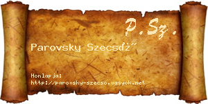Parovsky Szecső névjegykártya
